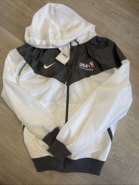 Nike White & Dark Gray USA Gymnastics Hooded Windbreaker